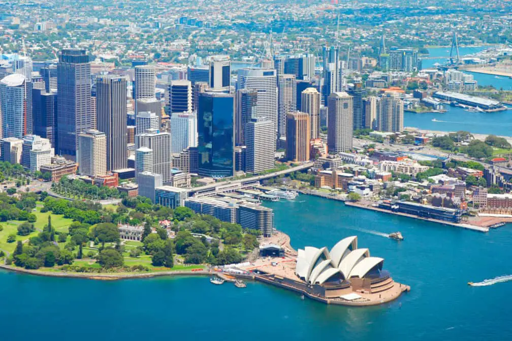 Aerial view of the Sydney Harbour and the iconic Sydney Opera House