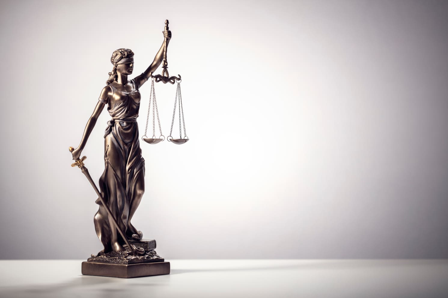 Statuette of Lady Justice, the allegorical personification of the moral force in judicial systems