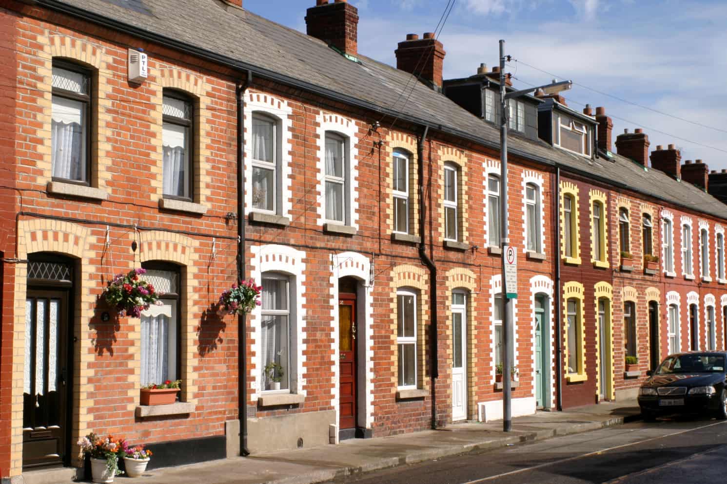 Typical Dublin red brick houses